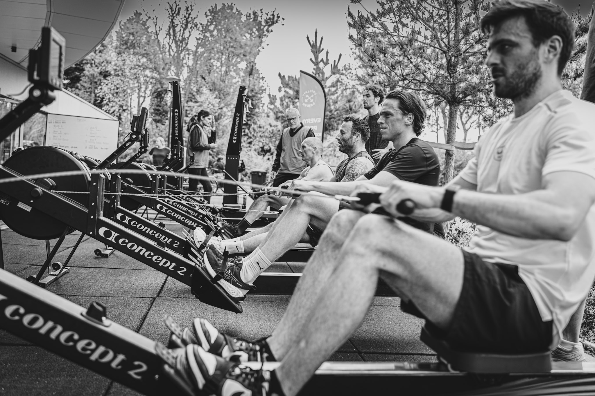 Rowers in line — outdoor track